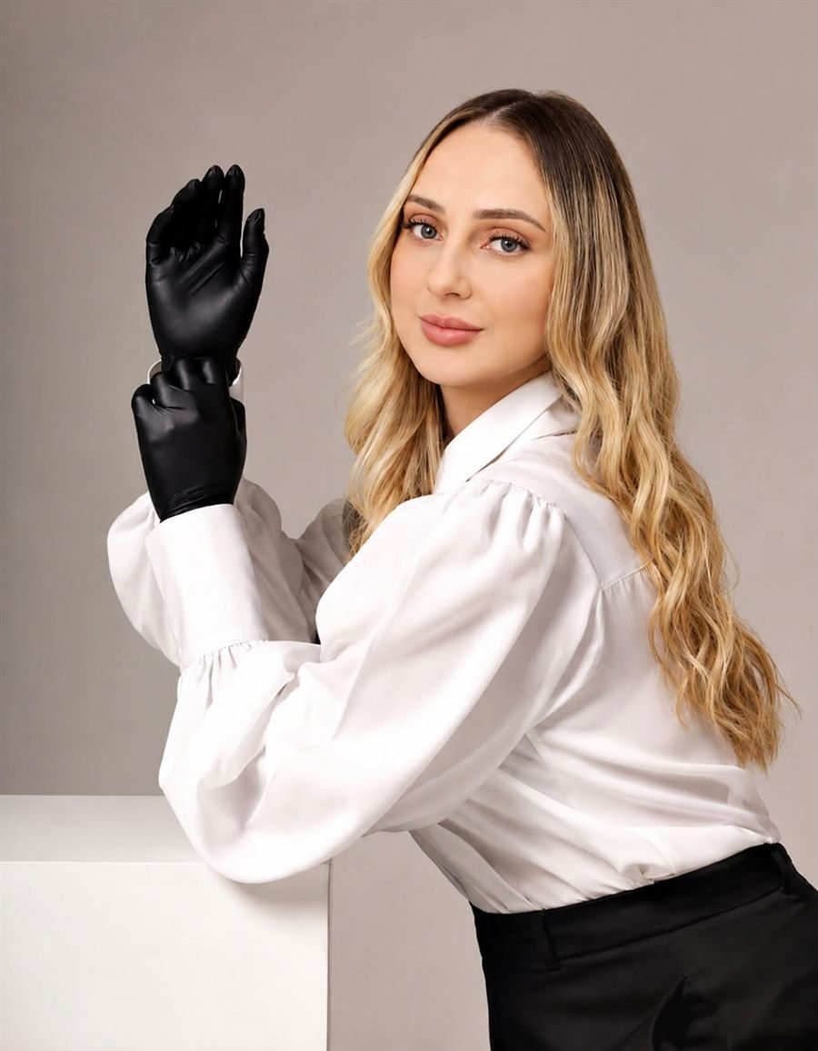 Daniela Ruskowski realizando procedimento de harmonização facial